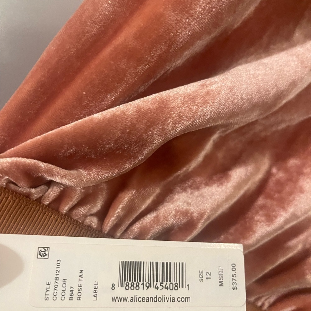 Alice + Olivia Velvet Wide-Leg Pants in Peach BRAND NEW WITH TAGS - Picture 7 of 10